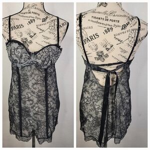 Victoria's Secret Chemise Dress 34B Sexy Little Thing Mesh Lace Overlaid Fairy